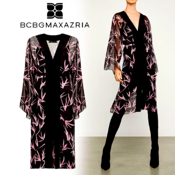 NEW w tags BCBGMAXAZRIA lilac print robe  dress - Picture 1 of 11